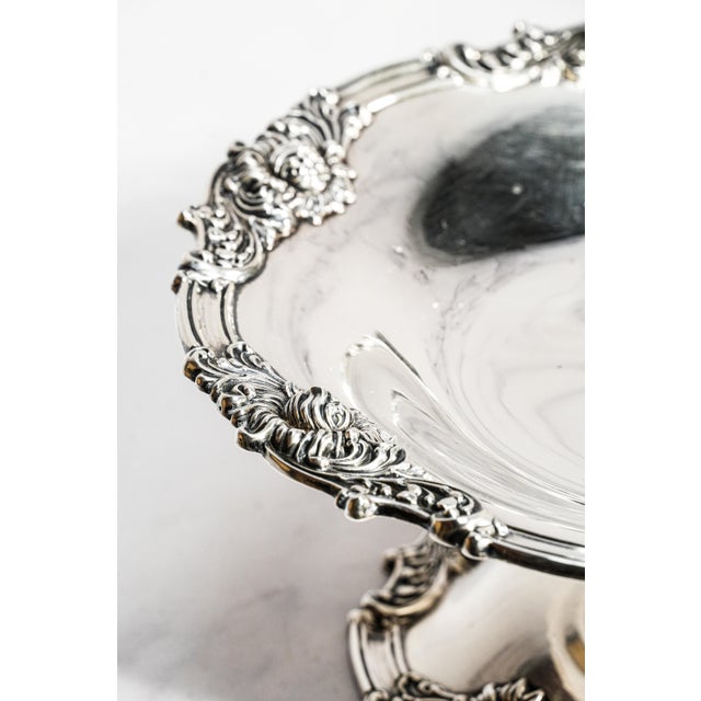 Metal Elegant Sterling Silver Antique Tazza Pedestal Centerpiece Bowl Floral Repoussé Pattern Traditional Home Decor For Sale - Image 7 of 12