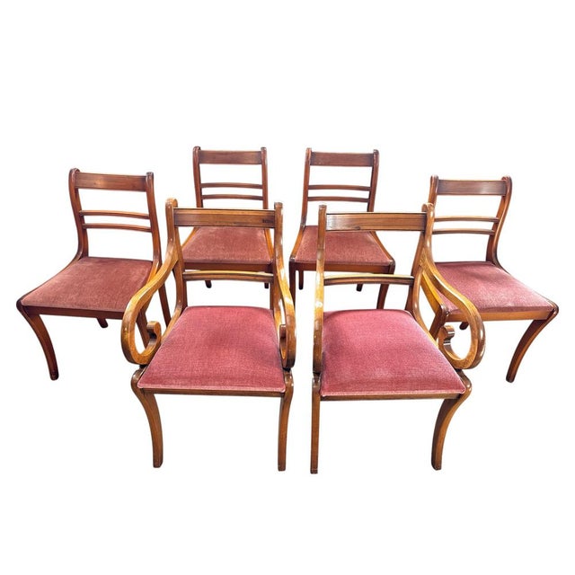 Regency Style Wooden Dining Chairs, Set of 6 For Sale - Image 5 of 5
