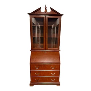 Late 20th Century Chippendale Secretary Desk With Bookcase For Sale