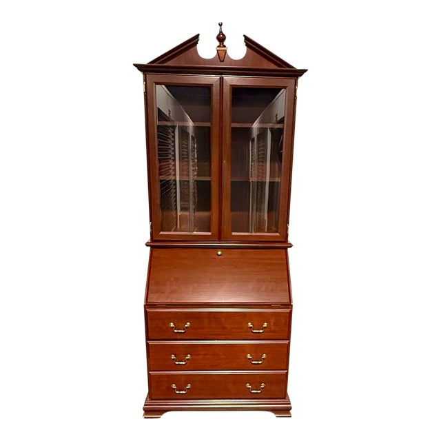 Late 20th Century Chippendale Secretary Desk With Bookcase For Sale
