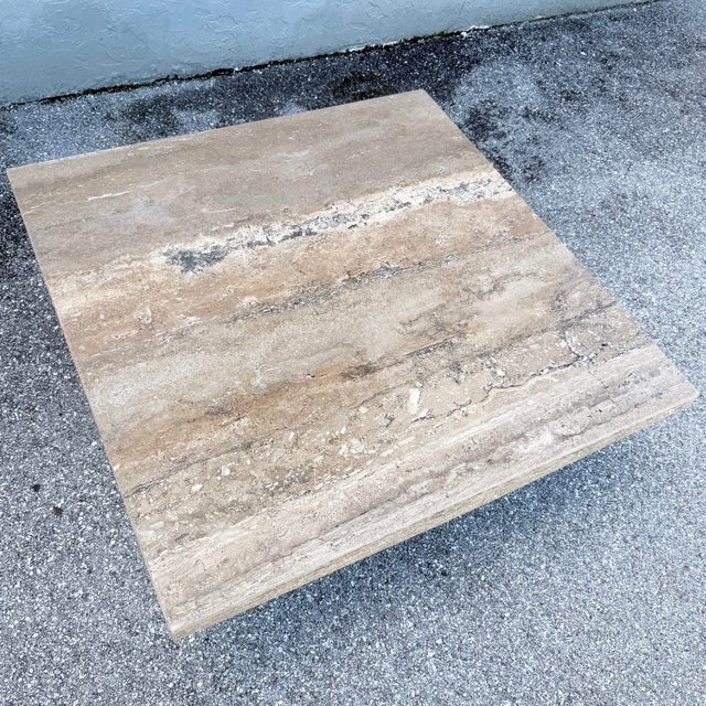 Mid 20th Century Vintage Italian Polished Travertine Coffee Table For Sale - Image 5 of 12