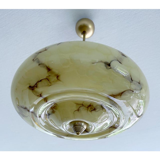 Art Deco Pendant Light in Marble Glass, 1930s For Sale - Image 9 of 18