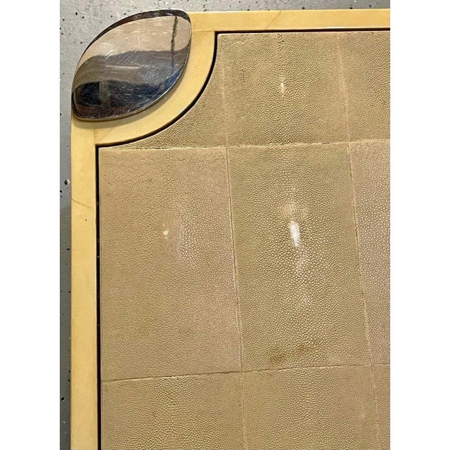 Ron Seff Oval Leg Cocktail Table in Lacquered Parchment Framing a Shagreen Top For Sale - Image 9 of 11