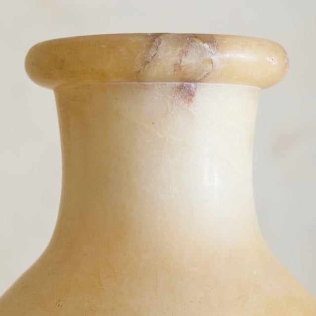 Vintage French Alabaster Vase + Gilt Metal Stand For Sale - Image 9 of 9