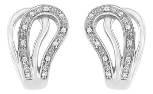 .925 Sterling Silver Pave-Set Diamond Accent Horseshoe Hoop Earring (I-J Color, I1-I2 Clarity)