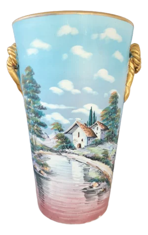 Vintage Hand-Painted Ceramic Umbrella Stand / Floor Vase