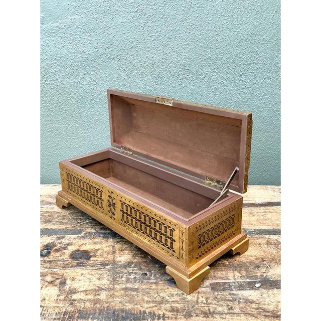Vintage Brass Inlaid Decorative Box For Sale - Image 9 of 12