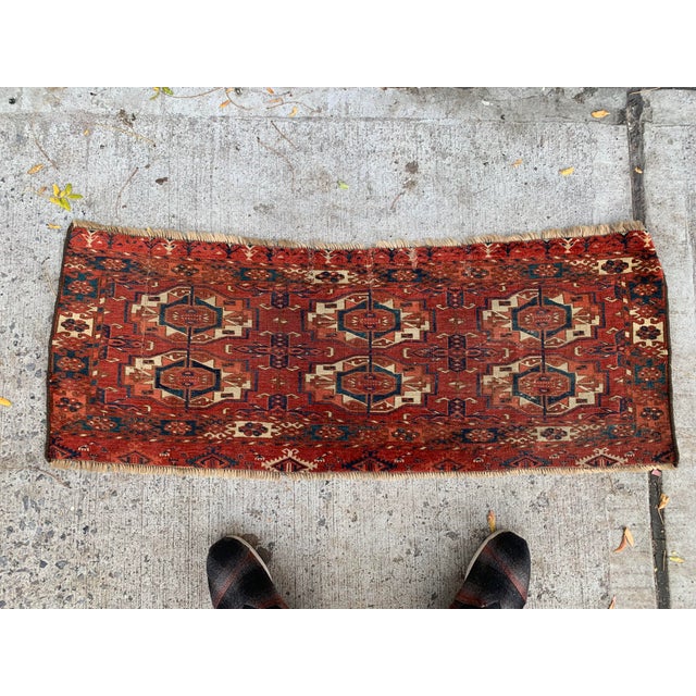 1840s, Handmade Antique Collecitble Turkmen Tekke Torba 1.4' X 3.7' For Sale - Image 11 of 11