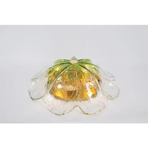 Gold Large Green Toned Murano Glass Ceiling Fixture from Kaiser Idell / Kaiser Leuchten, Germany, 1970s For Sale - Image 8 of 12