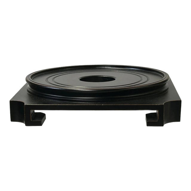 9.5" Black Square Legs Round Top Wood Display Stand Riser Easel For Sale