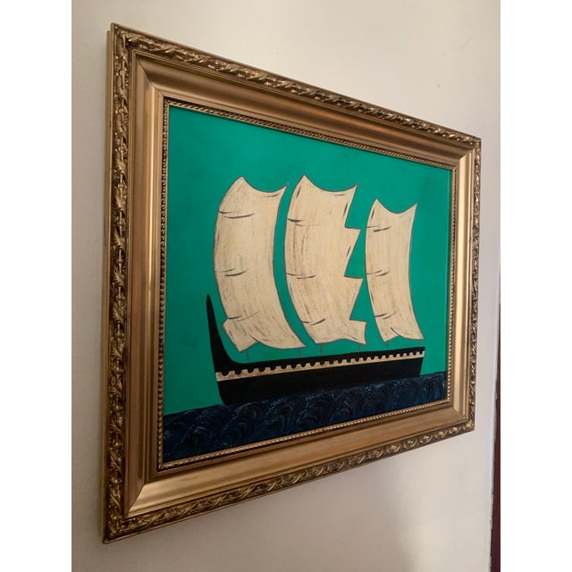 Traditional Contemporary Impressionist Style Seascape Painting on Canvas, Framed For Sale - Image 3 of 5