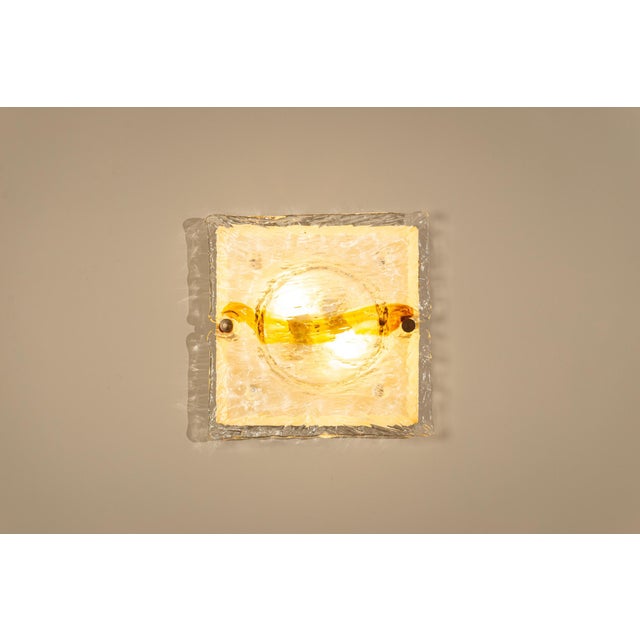 Goldenrod Cristal and Yellow Quilt Wall Lamps by Toni Zuccheri for Venini, Italy, 1970s, Set of 4 For Sale - Image 8 of 18