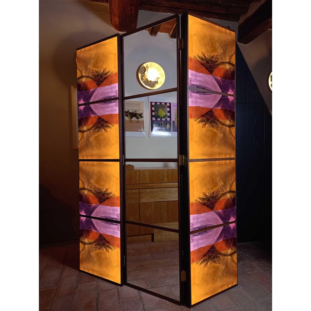 Room divider with design and mirrors by Pietro Meccani. A beautiful design piece featuring two elements made of wenge-...