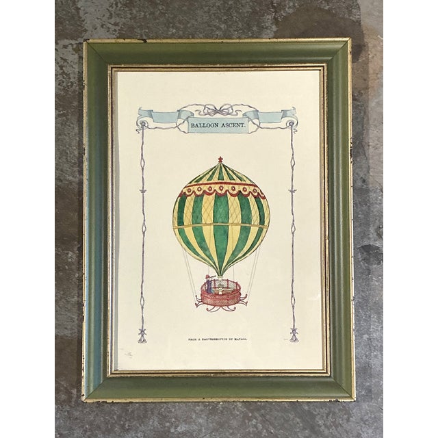 Mid 20th Century Vintage Framed Hot Air Balloon Print For Sale - Image 5 of 12