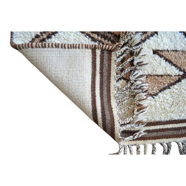 Hand-Knotted Kurdish Runner Rug . Pure Organic Undyed Wool High Pile Herki - 3′1″ × 11′6″ For Sale - Image 12 of 15