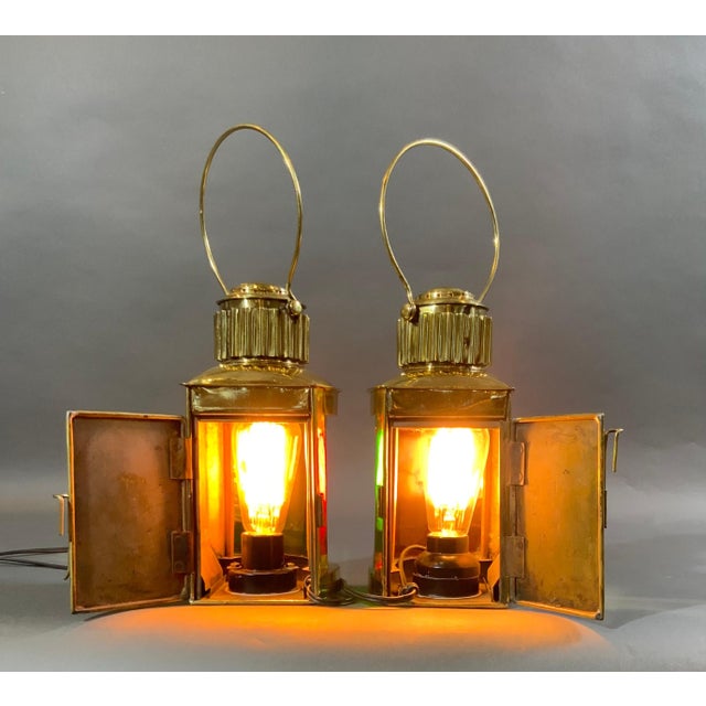 Rare Ships Port and Starboard Lanterns by George Mason of Boston For Sale - Image 4 of 12