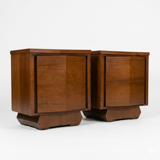 Sculptural Atomic Style Mid-Century Modern Pair of Nightstands, C. 1960s For Sale - Image 10 of 11