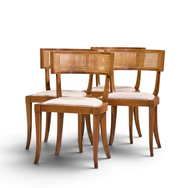 Mid-Century Modern Michael Taylor for Baker Klismos Mid Century Cane Dining Chairs - Set of 4 For Sale - Image 3 of 11