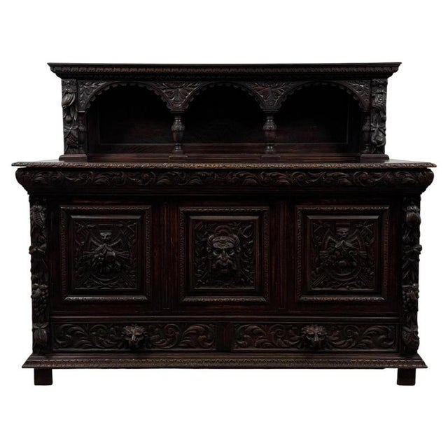 Antique 19th Century Victorian Carved Oak Sideboard For Sale - Image 13 of 13