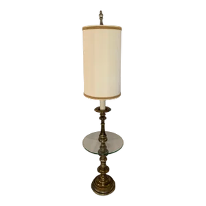 1960s Brass Side Table Floor Lamp