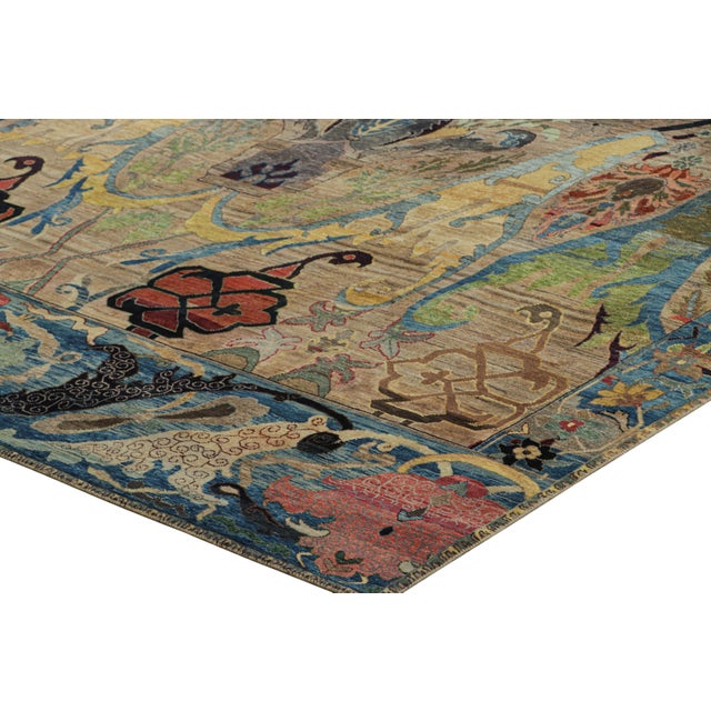 Rug & Kilim’s Persian Style Rug in Beige With Polychromatic Floral Patterns For Sale In New York - Image 6 of 7