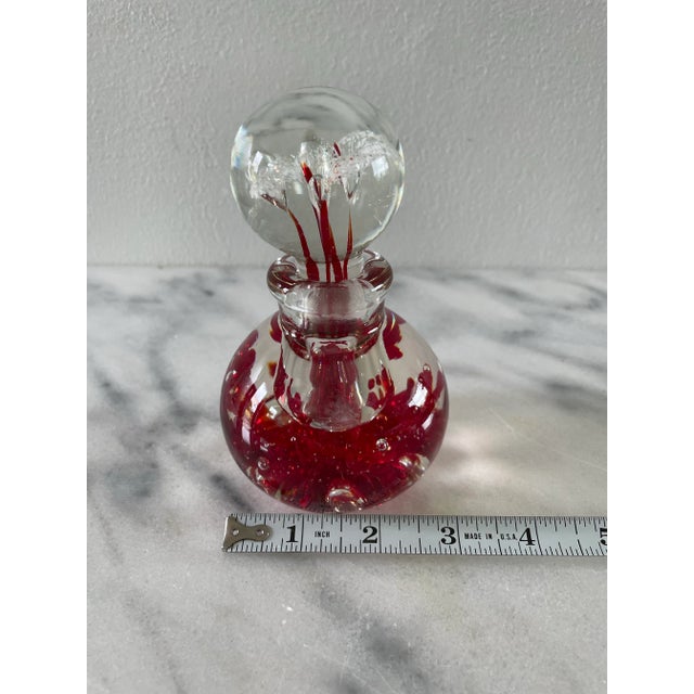 Red Mid 20th Century Bill Knight Blown Art Glass Perfume Bottle Paperweight For Sale - Image 8 of 9