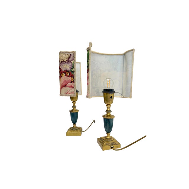 Metal Table Lamps in Brass and Green Metal by Einar Bäckström, 1950, Set of 2 For Sale - Image 7 of 13