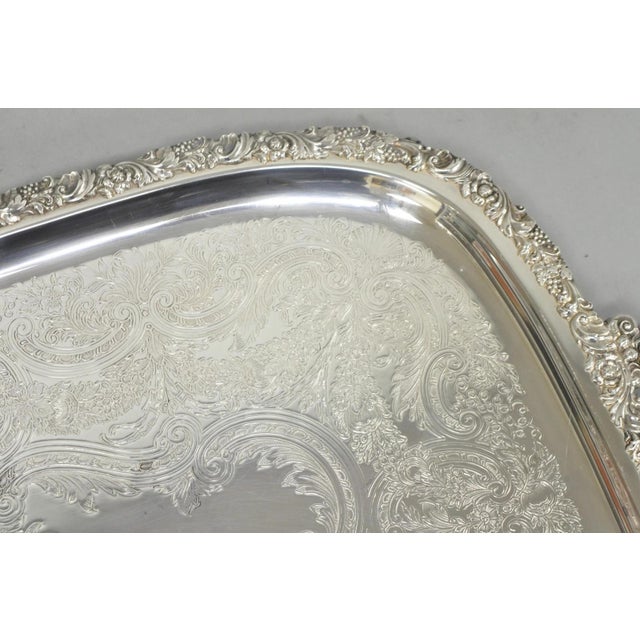Silver Antique e.g. Webster & Son Victorian Silver Plated Floral Repousse Serving Tray For Sale - Image 8 of 15