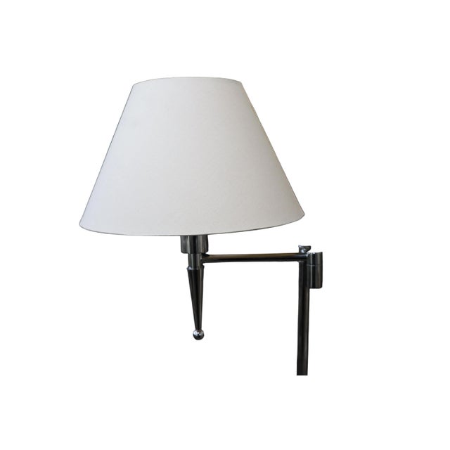 Casella Lighting Chrome Casella Floor Lamp With Swinging Arm and Empire Lampshade For Sale - Image 4 of 10