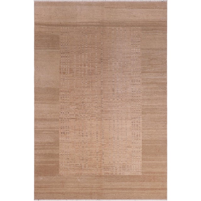 Bohemian Gabbeh Tan/Beige Wool Rug - 5'11'' X 8'11'' For Sale - Image 10 of 10