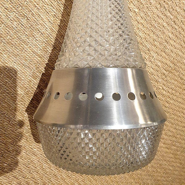 Silver 1970s Italian Glass Pendant Ceiling Lights - A Pair For Sale - Image 8 of 10
