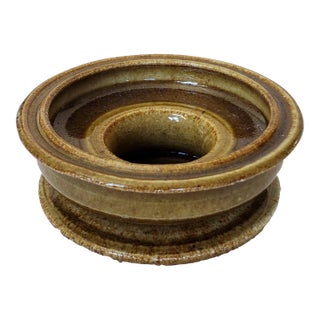 1980s Eduardo Studio Pottery Brown Ceramic Candleholder For Sale
