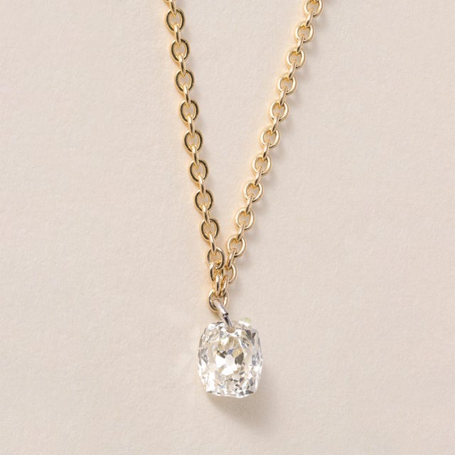 18k Gold 0.46 Carat Old Mine Cut Pierced Diamond Necklace For Sale - Image 4 of 4