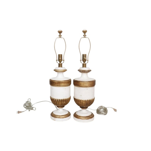 Hollywood Regency Gold and White Table Lamps by Visual Comfort, a Pair For Sale - Image 11 of 11