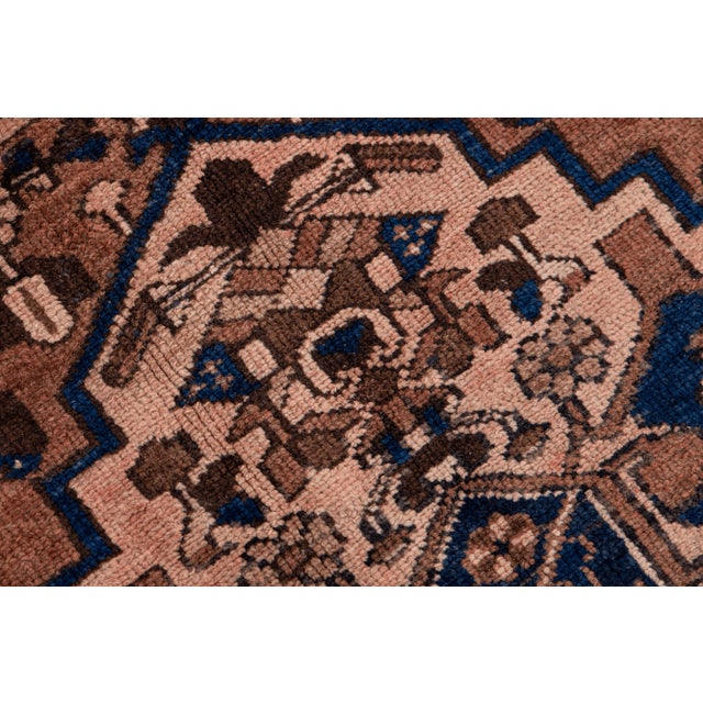 Vintage Handmade Persian Brown Medallion Wool Rug 4'2" X 6'9" For Sale - Image 10 of 11