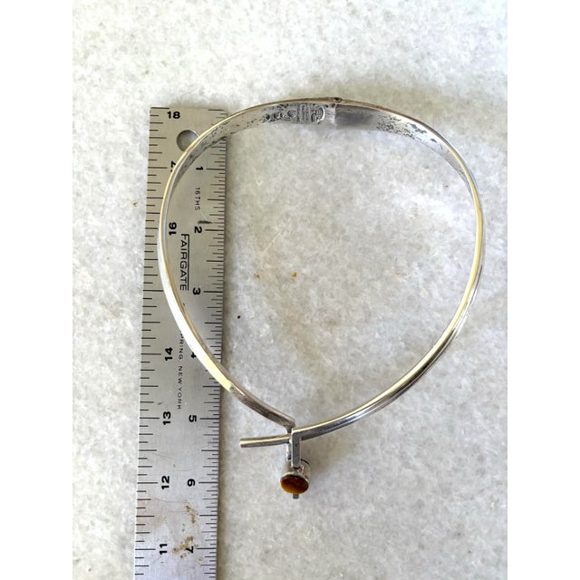 Metal Vintage Mid-Century Antonio Pineda Sigi Taxco Sterling Silver, Tiger's Eye, and Onyx Sculputural Necklace With Artist Markings For Sale - Image 7 of 8