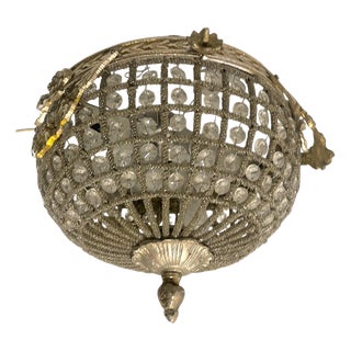 Crystal Beaded Flush Mount, 1980s For Sale
