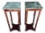 Vintage Pair of Green Stone Top Skinny Square Side Tables For Sale