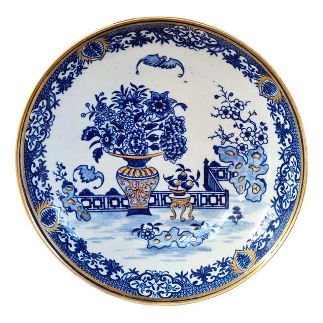 Antique First Period Bat Pattern Porcelain Dish from Dr Wall Worcester, 1775 For Sale