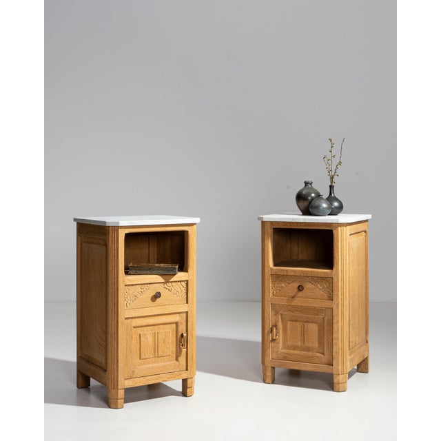1920s Oak Art Deco Side Table With Marble Top For Sale - Image 15 of 18