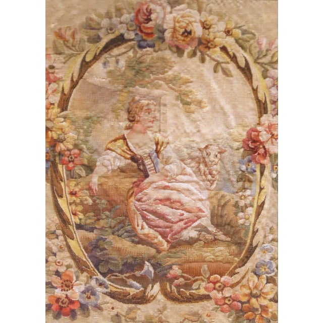 French 18th Century French Aubusson Tapestry Panel in Carved Gilt Frame For Sale - Image 3 of 10