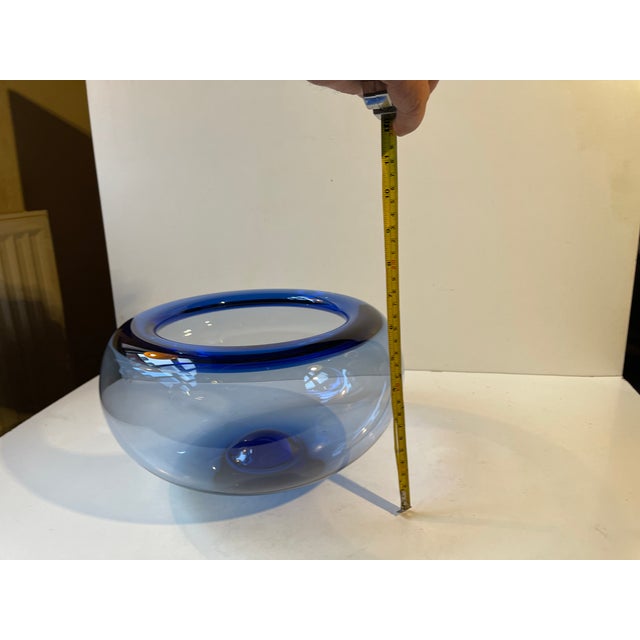 Glass Mid-Century Blue Glass Bowl by Per Lütken for Holmegaard, 1970s For Sale - Image 7 of 8