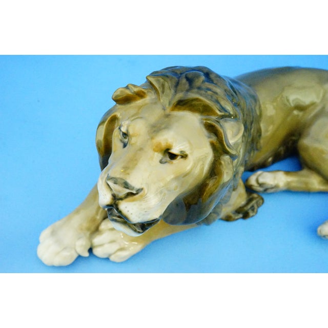 20th Century Porcelain Model 1268 Lion Sculpture by Lauritz Jensen for Royal Copenhagen, Denmark For Sale - Image 16 of 18