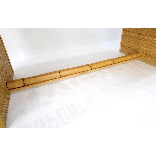 Mid-Century Modern Bamboo Rattan Cane Two Drawers Brass Pulls Decorative Desk For Sale - Image 4 of 12
