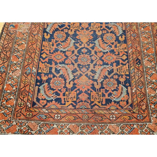 19th Century Persian Malayer Runner Rug, Hand-Knotted Wool, Geometric Pattern, 4x 16, Rust-Red & Blue For Sale - Image 14 of 16