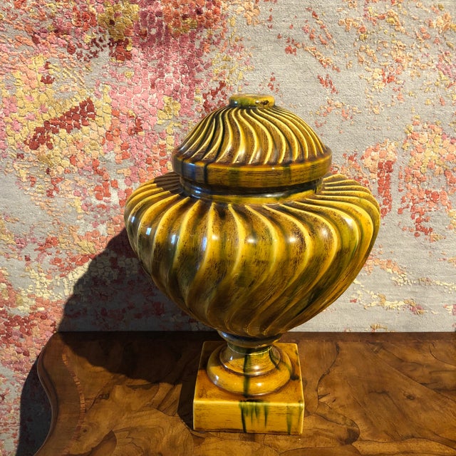 1990s Italian Hand Painted Ceramic Urn - Table Top For Sale - Image 4 of 12