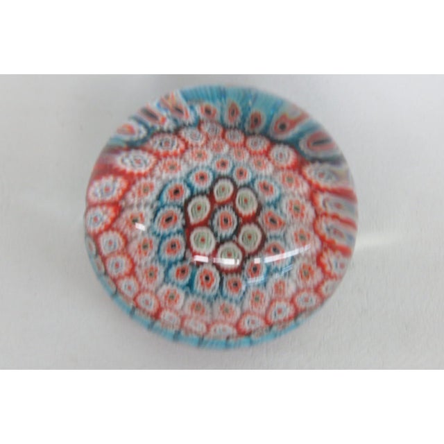 Large Round Art Glass Paper Weight Italian Murano Style Millefiori Flowers 5130b For Sale - Image 9 of 9