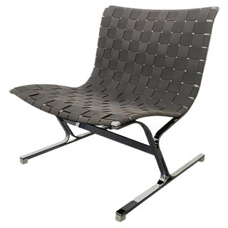 Italian Chromed Metal and Black Fabric Model Luar Club Chair by Ross Littell for ICF De Padova, 1960s For Sale