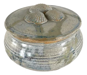 Studio Pottery Ceramic Box With Shell Decoration
