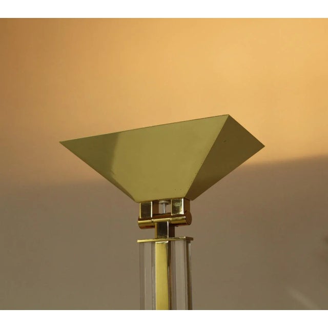 Gold Hollywood Regency Brass Uplighter Floor Lamp by Baulmann, 1980s For Sale - Image 8 of 11